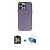MARSİLYAN™- iPhone 15 Pro Max Kılıf Ahenk Çizgi Prime - Siyah 3D Antistatik Seramik Nano Ekran Koruyucu + Turuncu PVD Metal Kamera Lens