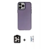 MARSİLYAN™- iPhone 15 Pro Max Kılıf Ahenk Çizgi Prime - Siyah Bilvis 0.18mm Plus Cam Ekran Koruyucu + PVD Metal Kamera Lens - TU