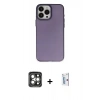 MARSİLYAN™- iPhone 15 Pro Max Kılıf Ahenk Çizgi Prime - Siyah Bilvis 0.18mm Plus Cam Ekran Koruyucu + PVD Metal Kamera Lens - GI