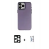 MARSİLYAN™- iPhone 15 Pro Max Kılıf Ahenk Çizgi Prime - Siyah Bilvis 0.18mm Plus Cam Ekran Koruyucu + PVD Metal Kamera Lens - LT