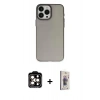 MARSİLYAN™- iPhone 15 Pro Max Kılıf Ahenk Çizgi Prime - Siyah Bilvis 3D Cam Ekran Koruyucu + PVD Metal Kamera Lens - TU