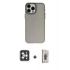 MARSİLYAN™- iPhone 15 Pro Max Kılıf Ahenk Çizgi Prime - Siyah Bilvis 3D Cam Ekran Koruyucu + PVD Metal Kamera Lens - GI