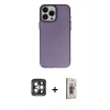 MARSİLYAN™- iPhone 15 Pro Max Kılıf Ahenk Çizgi Prime - Siyah Bilvis 3D Cam Ekran Koruyucu + PVD Metal Kamera Lens - GI