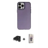 MARSİLYAN™- iPhone 15 Pro Max Kılıf Ahenk Çizgi Prime - Siyah Bilvis 3D Cam Ekran Koruyucu + Raze Metal Kamera Lens - TMGI