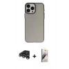 MARSİLYAN™- iPhone 15 Pro Max Kılıf Ahenk Çizgi Prime - Siyah Bilvis 3D Mat Cam Ekran Koruyucu + Raze Metal Kamera Lens - GS