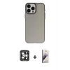 MARSİLYAN™- iPhone 15 Pro Max Kılıf Ahenk Çizgi Prime - Siyah Bilvis 3D Mat Cam Ekran Koruyucu + PVD Metal Kamera Lens - GI