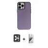 MARSİLYAN™- iPhone 15 Pro Max Kılıf Ahenk Çizgi Prime - Siyah Bilvis 3D Mat Cam Ekran Koruyucu + PVD Metal Kamera Lens - SH
