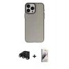 MARSİLYAN™- iPhone 15 Pro Max Kılıf Ahenk Çizgi Prime - Siyah Bilvis 3D Mat Cam Ekran Koruyucu + Raze Metal Kamera Lens - SH