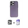MARSİLYAN™- iPhone 15 Pro Max Kılıf Ahenk Çizgi Prime - Siyah Bilvis 5in1 3D Magic Cam Ekran Koruyucu + Lacivert PVD Metal Kamera Lens