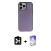 MARSİLYAN™- iPhone 15 Pro Max Kılıf Ahenk Çizgi Prime - Siyah Bilvis 5in1 3D Magic Cam Ekran Koruyucu + PVD Metal Kamera Lens - TU