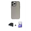MARSİLYAN™- iPhone 15 Pro Max Kılıf Ahenk Çizgi Prime - Siyah Bilvis 5in1 5D Magic Hayalet Cam Ekran Koruyucu + Raze Metal Kamera Lens - LT