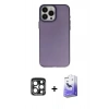 MARSİLYAN™- iPhone 15 Pro Max Kılıf Ahenk Çizgi Prime - Siyah Bilvis 5in1 5D Magic Hayalet Cam Ekran Koruyucu + PVD Metal Kamera Lens - LT