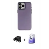 MARSİLYAN™- iPhone 15 Pro Max Kılıf Ahenk Çizgi Prime - Siyah Bilvis 5in1 5D Magic Hayalet Cam Ekran Koruyucu + Raze Metal Kamera Lens - SH