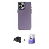 MARSİLYAN™- iPhone 15 Pro Max Kılıf Ahenk Çizgi Prime - Siyah Bilvis 5in1 5D Magic Hayalet Cam Ekran Koruyucu + Raze Metal Kamera Lens - TMGI