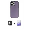 MARSİLYAN™- iPhone 15 Pro Max Kılıf Ahenk Çizgi Prime - Siyah Bilvis 5in1 5D Magic Hayalet Cam Ekran Koruyucu + PVD Metal Kamera Lens - SH