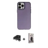 MARSİLYAN™- iPhone 15 Pro Max Kılıf Ahenk Çizgi Prime - Siyah Bilvis Hayalet Cam Ekran Koruyucu + Raze Metal Kamera Lens - GS