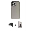 MARSİLYAN™- iPhone 15 Pro Max Kılıf Ahenk Çizgi Prime - Siyah Bilvis Hayalet Cam Ekran Koruyucu + Raze Metal Kamera Lens - GS