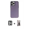 MARSİLYAN™- iPhone 15 Pro Max Kılıf Ahenk Çizgi Prime - Siyah Bilvis Hayalet Cam Ekran Koruyucu + PVD Metal Kamera Lens - LT