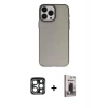 MARSİLYAN™- iPhone 15 Pro Max Kılıf Ahenk Çizgi Prime - Siyah Bilvis Hayalet Cam Ekran Koruyucu + PVD Metal Kamera Lens - LT