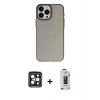 MARSİLYAN™- iPhone 15 Pro Max Kılıf Ahenk Çizgi Prime - Siyah Bilvis Hayalet Cam Ekran Koruyucu + PVD Metal Kamera Lens - SH