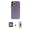 MARSİLYAN™- iPhone 15 Pro Max Kılıf Ahenk Çizgi Prime - Siyah Bilvis Hayalet Cam Ekran Koruyucu + PVD Metal Kamera Lens - GI