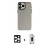 MARSİLYAN™- iPhone 15 Pro Max Kılıf Ahenk Çizgi Prime - Siyah Bilvis Hayalet Cam Ekran Koruyucu + PVD Metal Kamera Lens - LT