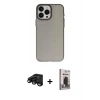 MARSİLYAN™- iPhone 15 Pro Max Kılıf Ahenk Çizgi Prime - Siyah Bilvis Hayalet Cam Ekran Koruyucu + Raze Metal Kamera Lens - SH