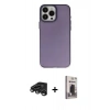 MARSİLYAN™- iPhone 15 Pro Max Kılıf Ahenk Çizgi Prime - Siyah Bilvis Hayalet Cam Ekran Koruyucu + Raze Metal Kamera Lens - TMGI