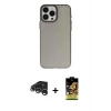 MARSİLYAN™- iPhone 15 Pro Max Kılıf Ahenk Çizgi Prime - Siyah Buffer Cam Ekran Koruyucu + Gümüş Raze Metal Kamera Lens