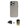 MARSİLYAN™- iPhone 15 Pro Max Kılıf Ahenk Çizgi Prime - Siyah Buffer Cam Ekran Koruyucu + Lacivert Raze Metal Kamera Lens
