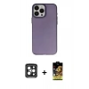 MARSİLYAN™- iPhone 15 Pro Max Kılıf Ahenk Çizgi Prime - Siyah Buffer Cam Ekran Koruyucu + PVD Metal Kamera Lens - SH