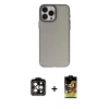 MARSİLYAN™- iPhone 15 Pro Max Kılıf Ahenk Çizgi Prime - Siyah Buffer Cam Ekran Koruyucu + PVD Metal Kamera Lens - TU