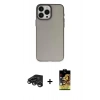 MARSİLYAN™- iPhone 15 Pro Max Kılıf Ahenk Çizgi Prime - Siyah Buffer Cam Ekran Koruyucu + Titanyum Gri Raze Metal Kamera Lens