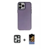 MARSİLYAN™- iPhone 15 Pro Max Kılıf Ahenk Çizgi Prime - Siyah Buffer Hayalet Cam Ekran Koruyucu + PVD Metal Kamera Lens - LT