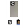 MARSİLYAN™- iPhone 15 Pro Max Kılıf Ahenk Çizgi Prime - Siyah Buffer Hayalet Cam Ekran Koruyucu + PVD Metal Kamera Lens - GI
