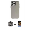 MARSİLYAN™- iPhone 15 Pro Max Kılıf Ahenk Çizgi Prime - Siyah Buffer Hayalet Cam Ekran Koruyucu + PVD Metal Kamera Lens - TU
