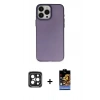 MARSİLYAN™- iPhone 15 Pro Max Kılıf Ahenk Çizgi Prime - Siyah Buffer Hayalet Cam Ekran Koruyucu + PVD Metal Kamera Lens - SH