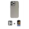 MARSİLYAN™- iPhone 15 Pro Max Kılıf Ahenk Çizgi Prime - Siyah Buffer Hayalet Cam Ekran Koruyucu + PVD Metal Kamera Lens - GS