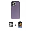 MARSİLYAN™- iPhone 15 Pro Max Kılıf Ahenk Çizgi Prime - Siyah Buffer Hayalet Cam Ekran Koruyucu + PVD Metal Kamera Lens - GS