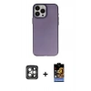 MARSİLYAN™- iPhone 15 Pro Max Kılıf Ahenk Çizgi Prime - Siyah Buffer Hayalet Cam Ekran Koruyucu + PVD Metal Kamera Lens - GI