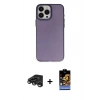 MARSİLYAN™- iPhone 15 Pro Max Kılıf Ahenk Çizgi Prime - Siyah Buffer Hayalet Cam Ekran Koruyucu + Titanyum Gri Raze Metal Kamera Lens
