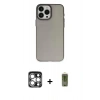 MARSİLYAN™- iPhone 15 Pro Max Kılıf Ahenk Çizgi Prime - Siyah Joko Magic 5D Hayalet Cam + PVD Metal Kamera Lens - GS