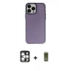 MARSİLYAN™- iPhone 15 Pro Max Kılıf Ahenk Çizgi Prime - Siyah Joko Magic 5D Hayalet Cam + PVD Metal Kamera Lens - GS