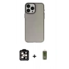 MARSİLYAN™- iPhone 15 Pro Max Kılıf Ahenk Çizgi Prime - Siyah Joko Magic 5D Hayalet Cam + PVD Metal Kamera Lens - TU