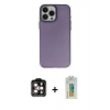 MARSİLYAN™- iPhone 15 Pro Max Kılıf Ahenk Çizgi Prime - Siyah Polymer Nano Ekran Koruyucu + PVD Metal Kamera Lens - TU