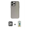 MARSİLYAN™- iPhone 15 Pro Max Kılıf Ahenk Çizgi Prime - Siyah Polymer Nano Ekran Koruyucu + PVD Metal Kamera Lens - GI