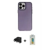 MARSİLYAN™- iPhone 15 Pro Max Kılıf Ahenk Çizgi Prime - Siyah Polymer Nano Ekran Koruyucu + Raze Metal Kamera Lens - SH