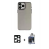 MARSİLYAN™- iPhone 15 Pro Max Kılıf Ahenk Çizgi Prime - Siyah Vanessa Magic Cam + Lacivert PVD Metal Kamera Lens