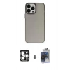 MARSİLYAN™- iPhone 15 Pro Max Kılıf Ahenk Çizgi Prime - Siyah Vanessa Magic Cam + PVD Metal Kamera Lens - GS