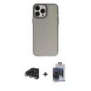 MARSİLYAN™- iPhone 15 Pro Max Kılıf Ahenk Çizgi Prime - Siyah Vanessa Magic Cam + Raze Metal Kamera Lens - TMGI
